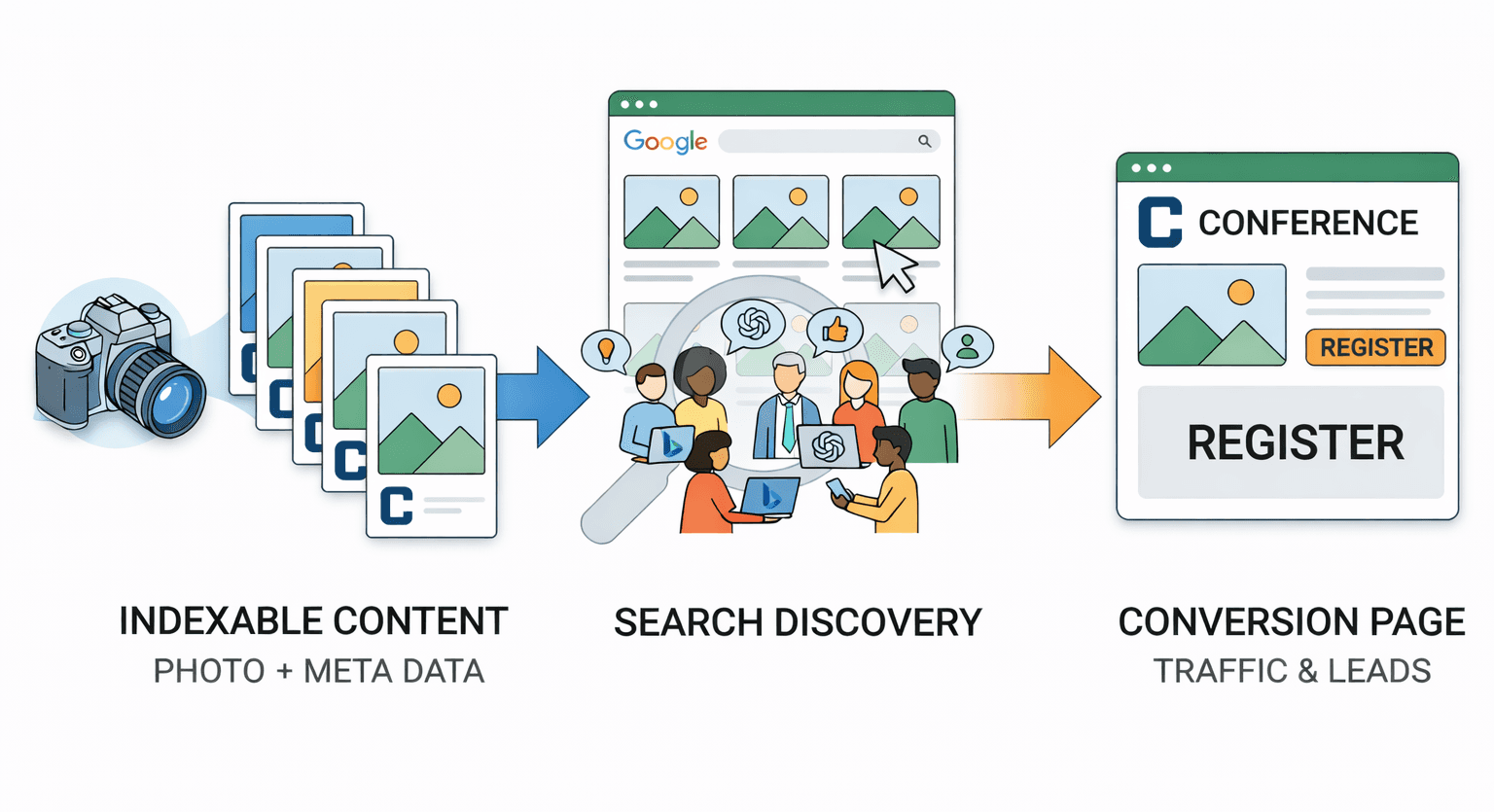 Every photo from an event when coupled with metadata, can be turned into a discovery surface.
